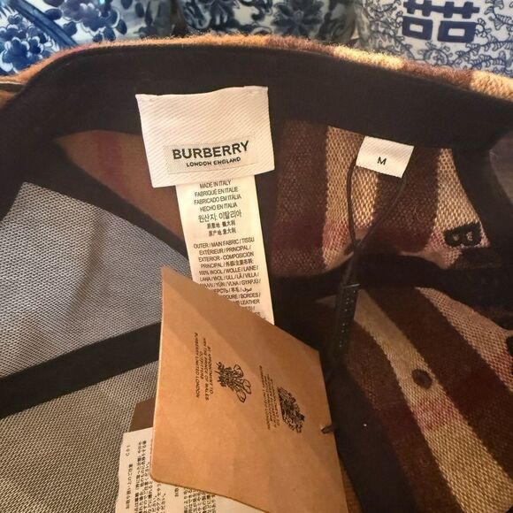 NWT BURBERRY House Check Wool Ball Cap Brown - Picture 9 of 10
